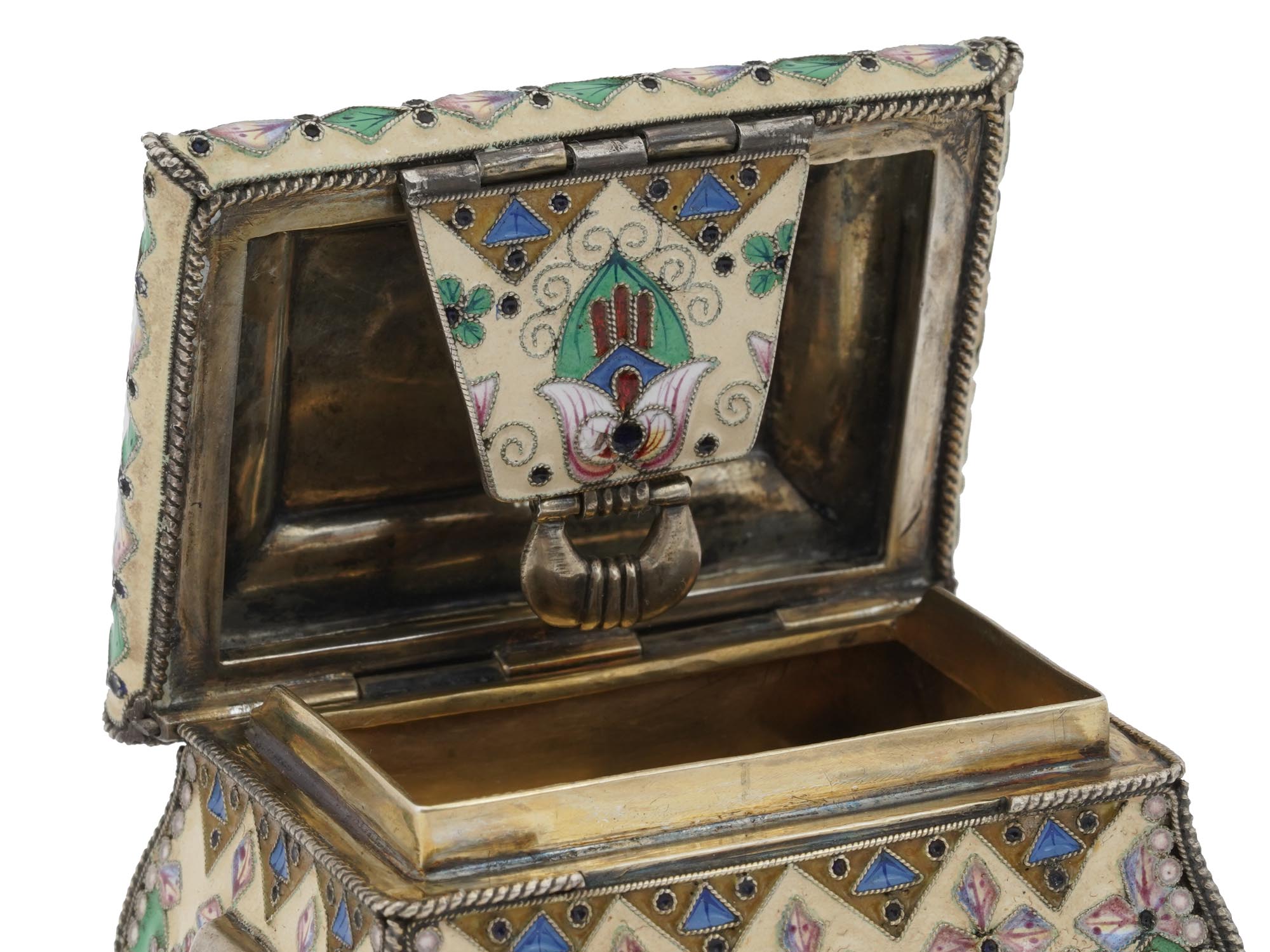 RUSSIAN SILVER GILT CLOISONNE ENAMEL CASKET BOX PIC-8